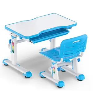 Height adjustable Plastic writing folding children set children tables and chairs with ergonomic design