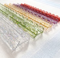 Support de tuiles de mahjong américain en acrylique transparent de luxe, effet feuille d'or, bord festonné, 20 pouces, cadeau de fête ou d'anniversaire