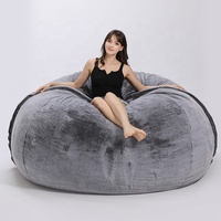 Fauteuil pouf géant en forme de sac à haricots extra large, 7 pieds, rempli de mousse, fauteuil de salon, fauteuil en fausse fourrure, canapé-lit géant, fauteuil pouf
