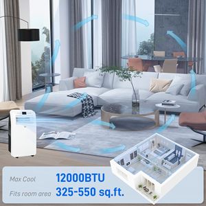 DB sıcak satış 11500 BTU mobil klima soğutma sadece 550 Sq. Ft. Abd tak DC güç 24H zamanlayıcı pencere kiti ile nem - Product Image 5
