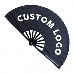 Bamboo Rave Large Custom Printed Folding 13INCH <b>Hand</b> <b>Fan</b> With Logo - Product Image 1