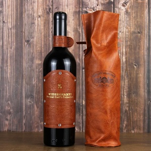 Embossed Wine Label Luxury Soft PU Leather with Rhinestone Custom Wine Label Sticker - Product Image 1