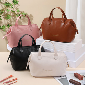 Bolsa de cosméticos de PU impermeable de gran capacidad para mujer, almacenamiento de viaje personalizado, maquillaje para neceser, cremallera duradera, portátil geométrico - Product Image 6