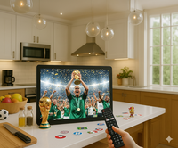 Televisor Inteligente Portátil de 15.4 Pulgadas LED LCD Android 16:9 300cd/m² Compatible con Múltiples Formatos DVB-T2 para Fanáticos de Partidos de Fútbol