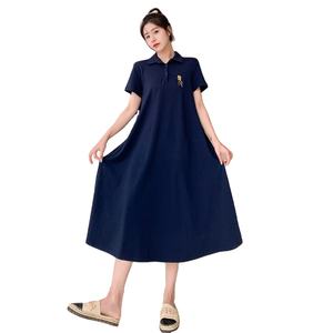 מפעל קיץ קוריאני midi קוריאני בנות רקמה חולצות טי ארוך חוף מזדמנים חופשי פצ 'עבודה polo חולצת טריקו שמלות נשים - Product Image 2