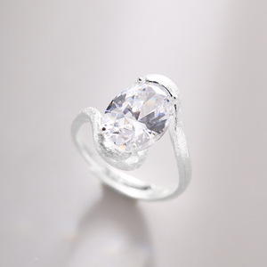 奢华美丽925纯银几何椭圆形圆形极光锆石结婚戒指女性礼品 - Product Image 4