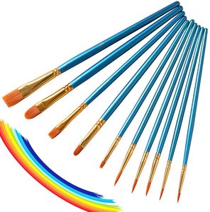 Ensemble de pinceaux <span class=keywords><strong>aquarelle</strong></span> BOMEIJIA, manche en <span class=keywords><strong>bois</strong></span> de qualité supérieure, 10 pièces, formes variées, poils en nylon, ensemble de pinceaux de peinture, fournitures artistiques - Product Image 3