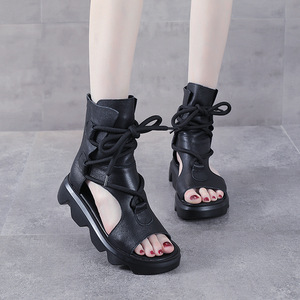 Sandali <span class=keywords><strong>Stivali</strong></span> <span class=keywords><strong>Donna</strong></span> Estivi 2026 <span class=keywords><strong>di</strong></span> Alta Qualità in Pelle Bovina con Suola Morbida, Scarpe Casual Vintage - Product Image 3