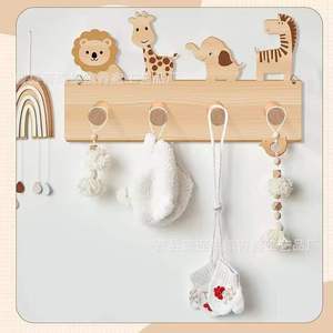 Wooden Cartoon Animal <b>Wall</b> Hook Rack For Kids Room Entryway <b>Hanging</b> <b>Storage</b> Easy Install - Product Image 1