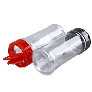 Contenedor de condimentos de 200ml, botella de pimienta para condimentos de barbacoa, tarros de especias de plástico transparente con tapa abatible, coctelera abierta