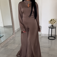 Ensemble Abaya Eid personnalisé Mexizo 2 pièces avec tunique fendue sur le devant et pantalon large pour les occasions quotidiennes du printemps
