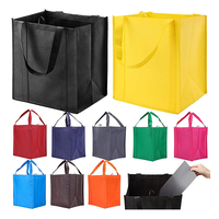 Sac pliable en tissu non tissé noir renforcé, personnalisable en couleur et taille, avec poignée robuste, idéal pour le shopping, fabriqué sur mesure en usine