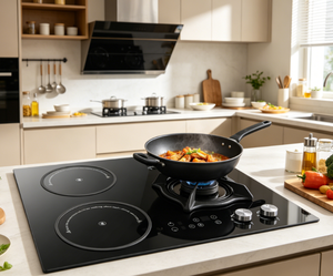 <span class=keywords><strong>Cuisinière</strong></span> encastrable double usage gaz et électrique 4 brûleurs (2 gaz, 2 électriques) en verre D4-05B, classe d'efficacité énergétique, protection anti-extinction de flamme - Product Image 4