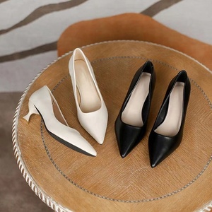 Y nero <span class=keywords><strong>Beige</strong></span> 3-5cm tacchi bassi a spillo per <span class=keywords><strong>donna</strong></span> pump <span class=keywords><strong>scarpe</strong></span> a punta per ufficio - Product Image 2