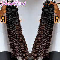Lots de Cheveux Humains Brésiliens Double Drawn Ondulés Profonds en Gros, 100% Cheveux Humains Vierges # Couleur piano, sans perte de poils, sans nœuds