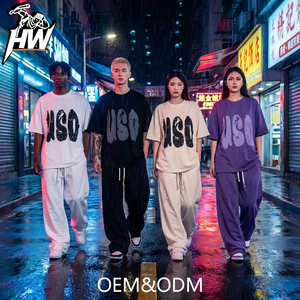 Conjunto de Camiseta Oversize y Pantalones Anchos <span class=keywords><strong>para</strong></span> <span class=keywords><strong>Hombre</strong></span>, Estilo Urbano, Verano 2026, <span class=keywords><strong>con</strong></span> Estampado Gráfico USD, Unisex, 2 Piezas - Product Image 1