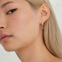 Set anting-anting menjuntai zirkonia kubik pesona cluster batu permata berlapis emas 18k Perak 925 padat