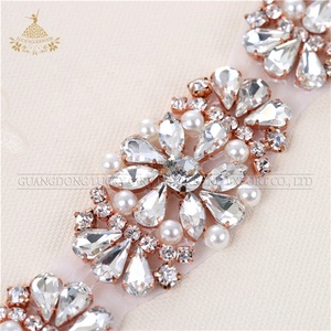 Robe de mariée d'embellissements pour femme, tenue de mariage en cristal, strass, correcteurs fleur de cheval, appliques en or Rose - Product Image 5