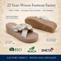 Sandales tongs pour femmes, personnalisées OEM, antidérapantes en EVA, en tweed à volants, à enfiler, texturées effilochées, confortables et épaisses