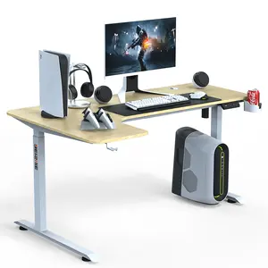 BEISIJIE AL l形电动站立书桌，48英寸站立转角书桌，家庭办公室橡木色站立书桌