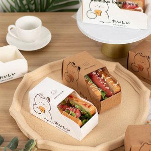 LOKYO Cartón de grado alimenticio, papel Kraft, embalaje de perritos calientes, cajón para llevar, sándwich asado, caja de panadería - Product Image 3