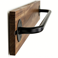 Porte-serviettes mural en métal pour salle de bain, barre de support pour serviettes de cuisine, barre à serviettes rustique en bois brûlé pour salle de bain