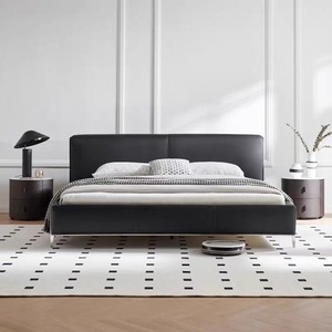 Échantillon et joli Cadre en bois intérieur <span class=keywords><strong>pied</strong></span> en acier Cadre <span class=keywords><strong>de</strong></span> lit avec tête <span class=keywords><strong>de</strong></span> lit rembourrée Mobilier <span class=keywords><strong>de</strong></span> chambre gris foncé - Product Image 2