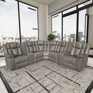Conjunto de Sofá Esquinero Reclinable Tapizado en Cuero con Diseño Moderno y Espacio de Almacenamiento, Ideal para Salas de Estar en Apartamentos - Product Image 6