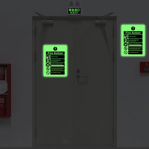 7.9x5.9 Pouces Étanche Durable Glow-in-the-Dark Fire <span class=keywords><strong>Action</strong></span> Emergency Instructions Adhésif Autocollant - Product Image 5