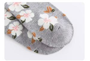 Moda bình thường Phi Hành Đoàn Thanh lịch damas calcetines de Algodon invisibles con estampado flores corte bajo Y ancho hasta EL gân de - Product Image 5