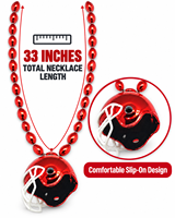 Collier de perles de football en plastique personnalisé de 33 pouces avec pendentif casque 3D, couleurs d'équipe, pour fans de sport, fête du Mardi Gras, vente en gros