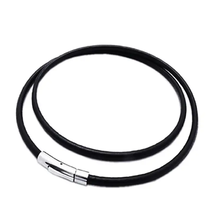 2/3/4/5mm Simple Black Leather Necklace Long Rope Cord String Pendant Necklaces Making Bayonet Clasps Jewelry For Men and Women