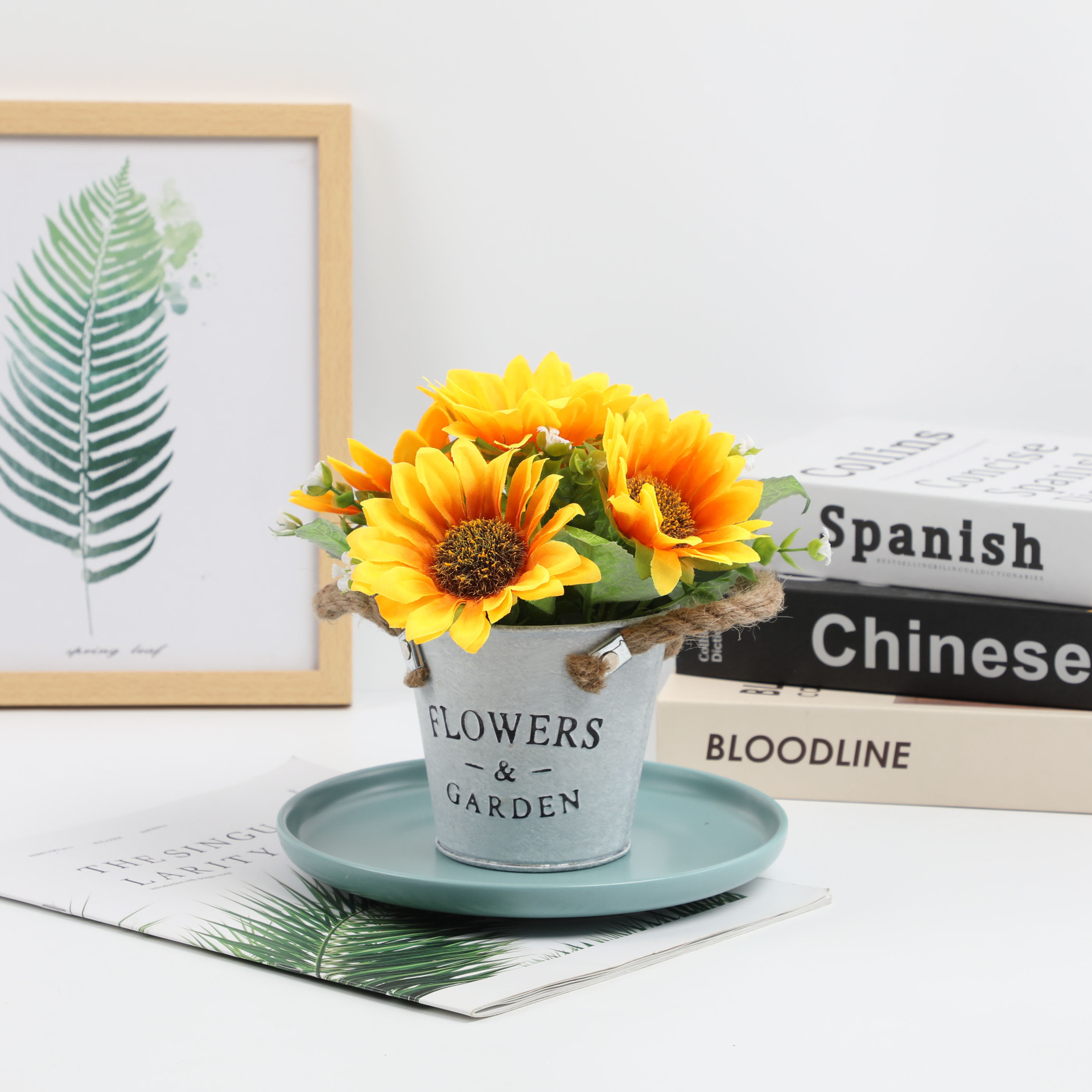 18cm Artificial Potted Bouquet Bonsai Sunflower - Perfect for Home  Decoration
