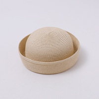 Nouveau Chapeau de paille d'été 2026 à bord relevé pour femme, style japonais et coréen, bob à bord rabattable, béret frais à calotte ronde, chapeau pillbox