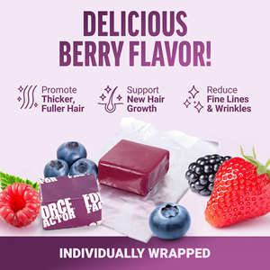 Gummies pour la croissance des <span class=keywords><strong>cheveux</strong></span> OEM/ODM, saveur fruits rouges, avec biotine et Lustriva, efficacité en 3 semaines, <span class=keywords><strong>complément</strong></span> <span class=keywords><strong>alimentaire</strong></span> anti-chute et <span class=keywords><strong>repousse</strong></span> des <span class=keywords><strong>cheveux</strong></span> - Product Image 3