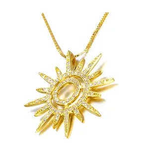 Yellow Gold Plating Silver Bijoux Star Sun Dream Catcher Necklace