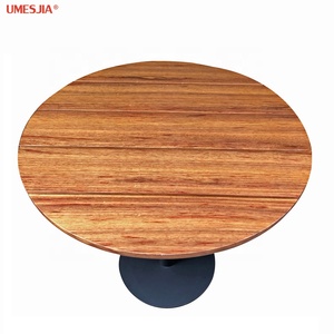 Tavolo da pranzo in teak da giardino e Patio da esterno e tavolo rotondo con base in acciaio inossidabile Color ottone <span class=keywords><strong>nero</strong></span> scuro 90cm - Product Image 2