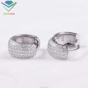 Pendientes de Aro HIP HOP, Plata S925, Chapados en Oro Amarillo de 14k y 18k, con 5 Hileras de Diamantes de Moissanita Blancos, Pendientes Largos para Mujer y Hombre - Product Image 3