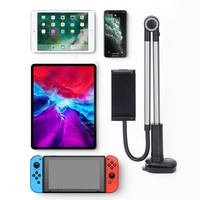 Support de téléphone et tablette flexible et mobile en ABS noir avec bras long, rotation à 360 degrés, hauteur réglable et portable pour bureau et usage domestique