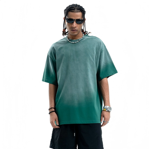 Camiseta Vintage para hombre, nuevo diseño, 100% algodón, tejido, temperatura termocrómica, cambio de Color, técnicas lavadas, camiseta con patrón sólido - Product Image 5