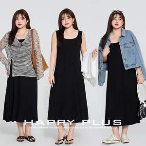 Robe longue trapèze Runqi pour femme en modal, noire, grande taille, longueur ras du sol, col rond, style simple, couleur unie, en rayonne - Product Image 3