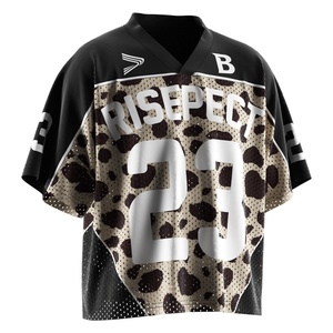 เสื้อฟุตบอลย้อนยุคสไตล์อเมริกันแบบยูนิเซ็กซ์ พร้อมแผ่นปะหมายเลขลายเสือดาวสุดคลาสสิก ผลิตจากผ้าตาข่ายแห้งเร็ว เหมาะสำหรับวันแข่งขัน - Product Image 5