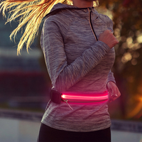 Ceinture de course lumineuse clignotante étanche rechargeable par USB avec fermeture éclair pour le sport