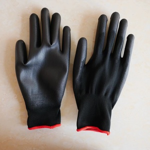 Venta al por mayor Guantes de seguridad con logotipo personalizado Negro <span class=keywords><strong>PU</strong></span> recubierto Forro sin costuras Guantes de trabajo de nailon o poliéster baratos - Product Image 6