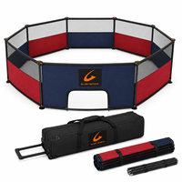 Terrain de jeu de Gaga Ball octogonal portable de 15 pieds, pliable, pour l'intérieur et l'extérieur, avec structure légère et mince en poteaux