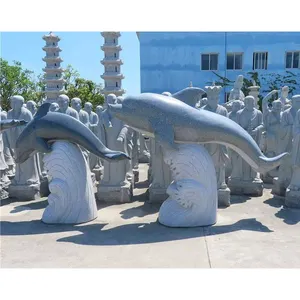 Cina volpe testa di leone scultura in marmo statua intagliata porta d'ingresso leone in marmo delfino scultura