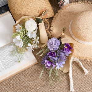 Bouquet de fleurs artificielles Muyue Lulian, violet et blanc, en tissu tissé plastique, décoration de mariage et de maison CF01391 - Product Image 1