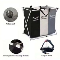 Panier à linge pliable à 3 sections avec cadre en aluminium