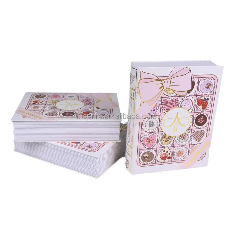 Penutup Kemasan Hadiah Pink Kecil Model Buku Kotak Magnetik Bentuk Buku dengan Sisipan