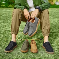 Chaussures Kangaroo pour hommes, style japonais classique, solides, rétro, décontractées, en cuir véritable, à lacets, antidérapantes